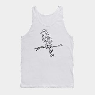 Black and White Bird on a Branch Doodle Drawing Tank Top